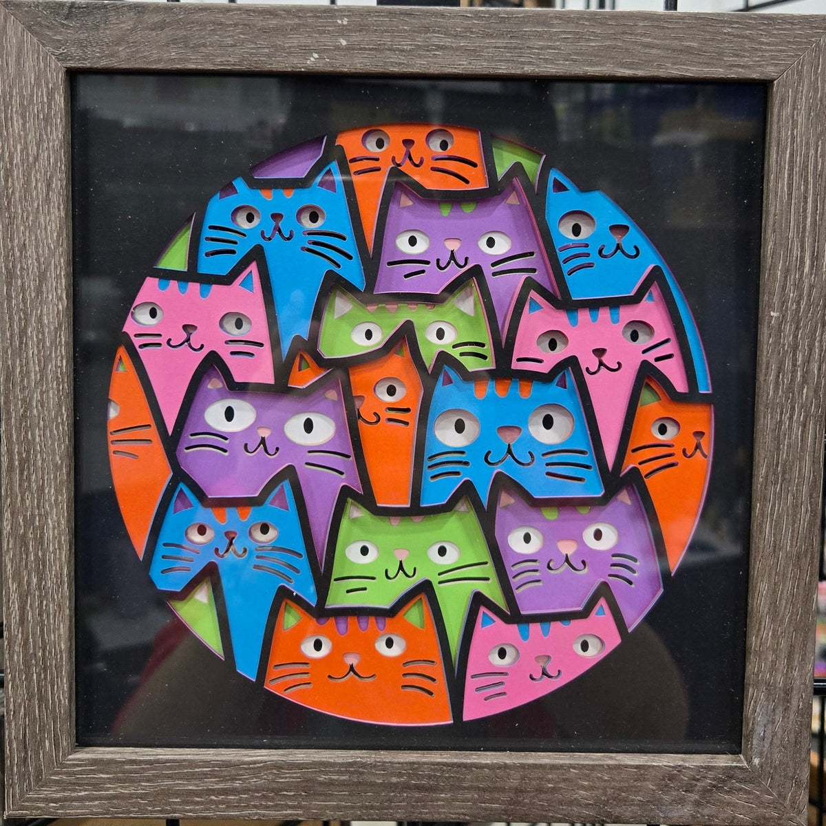 Colorful Cats Shadow Box
