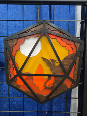 D20 Wall hanging Dragon Sunset