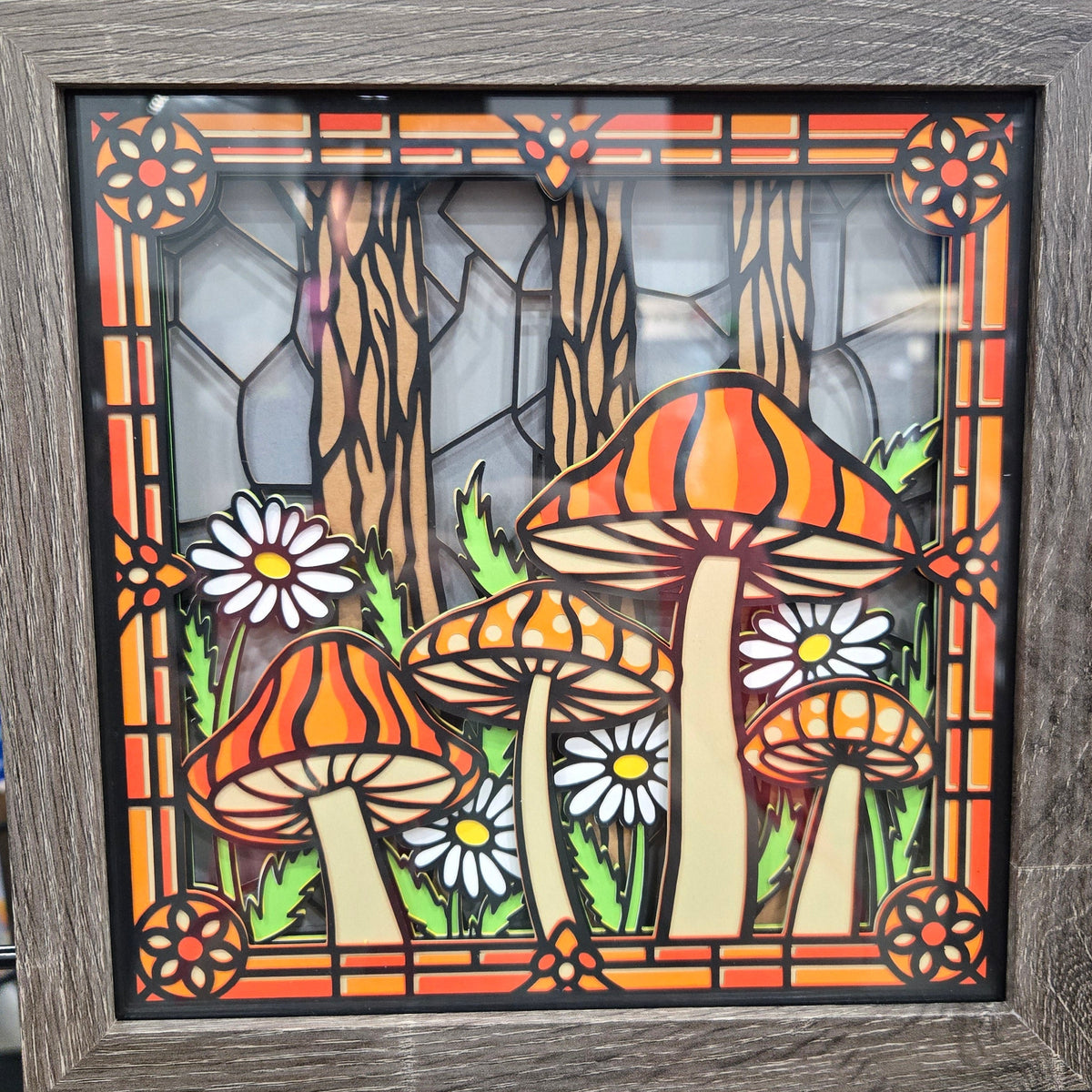 Autumn Mushrooms Shadowbox