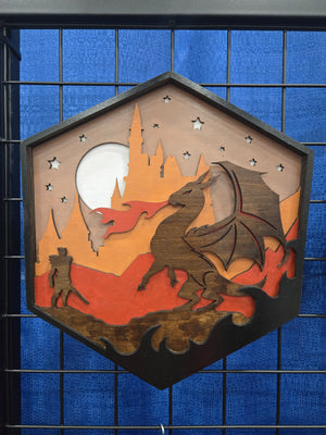 D20 Wall hanging Knight &Dragon