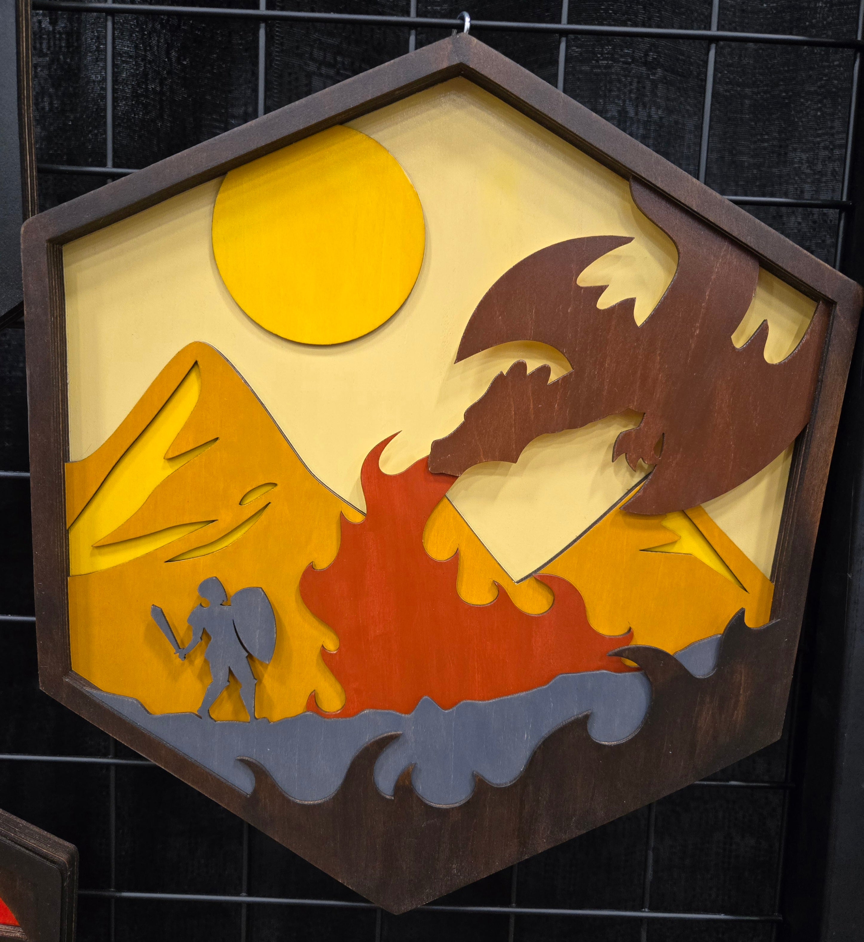 D20 Wall hanging Knight&Dragon flying