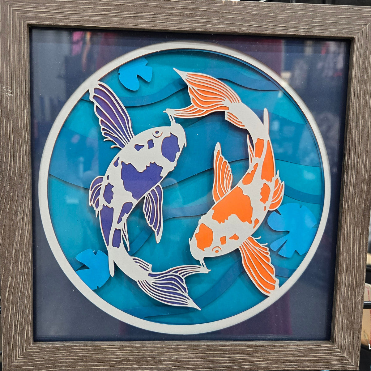 Blue & Orange Koi Shadow Box